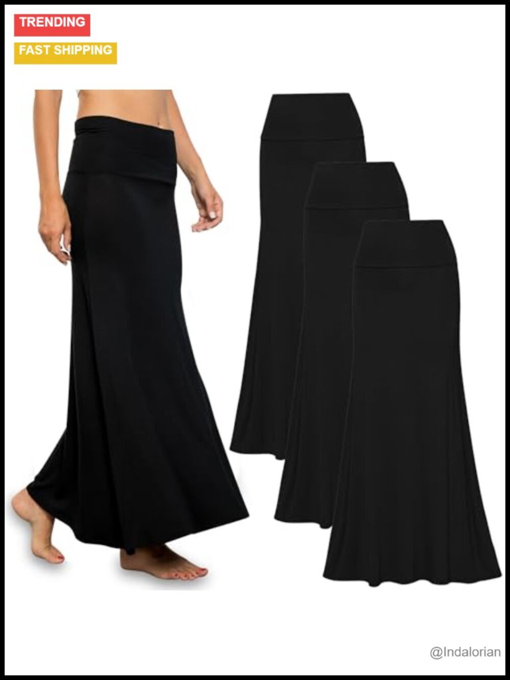 3 Pack Long Flowy Maxi Skirts for Women High Waisted Stretchy